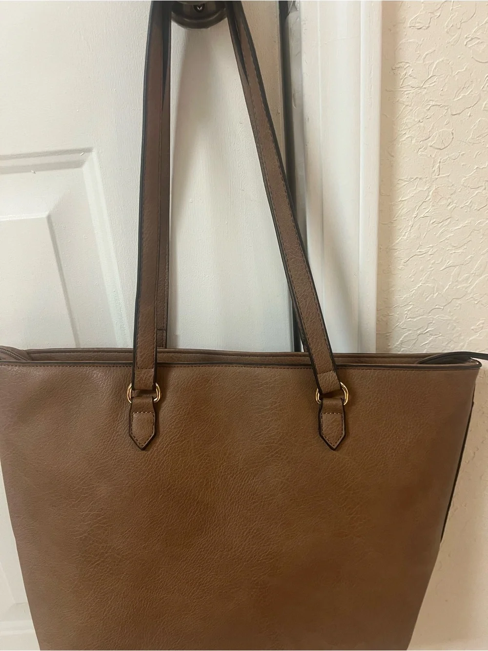 Everyday Tan Tote Bag with Gold Accents